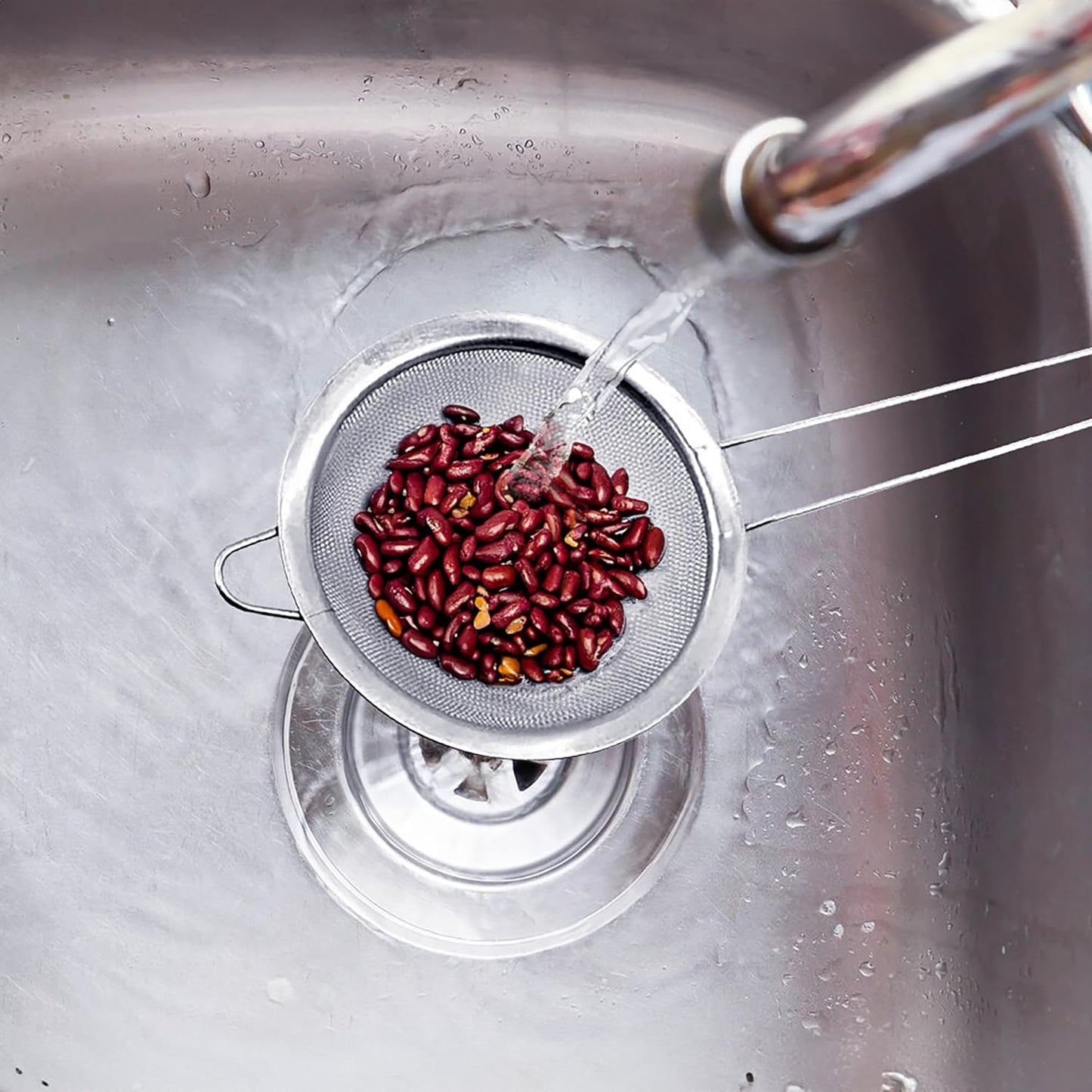 HIC Kitchen Fine Mesh Strainer With Helper Handle, 18/8 Stainless Steel, 6-Inch, For Sifting, Draining, And Straining Pasta, Vegetables, Stocks, And Sauces