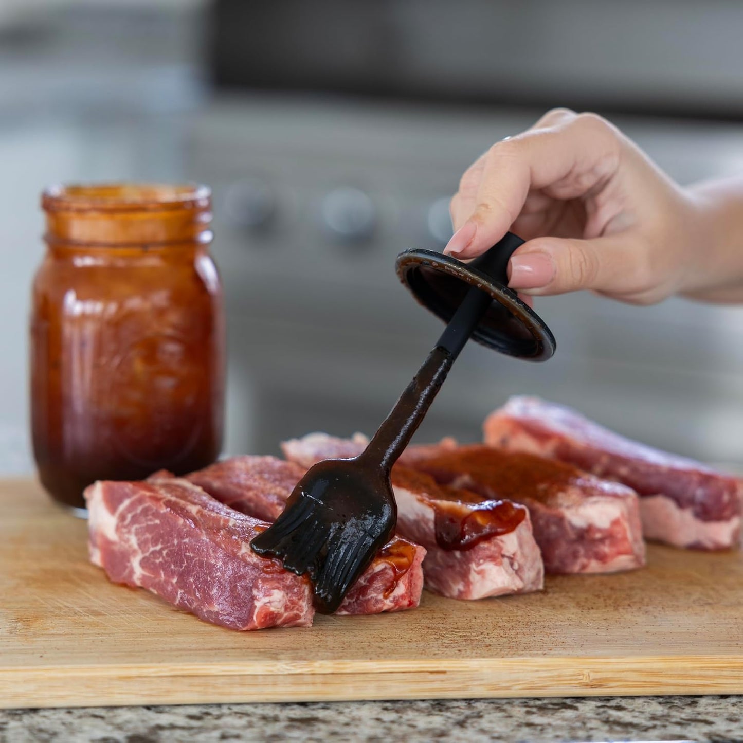 Jarware Silicone Black Basting Brush Lid For Regular Mouth Mason Jars