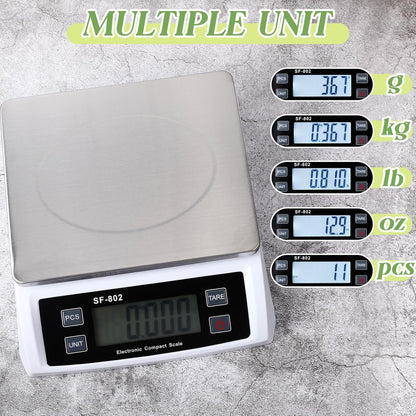 Copkim Large Digital Kitchen Scale 66LB 30kg Commercial Food Scale Stainless Bread Scale with LCD Display Commercial Weighing Devices for Baking Cooking(Silver)