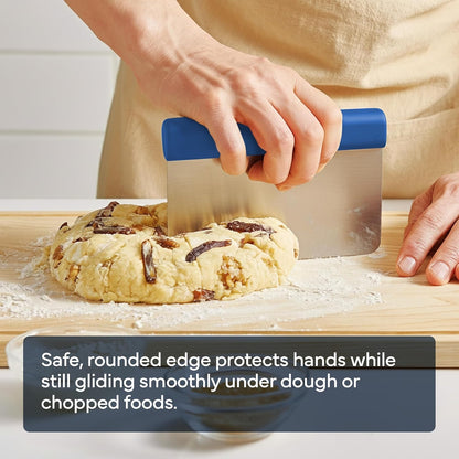 Misen Stainless Steel Bench Scraper - Versatile Food Scraper with Walnut Handle - Ideal for Kitchen, Pastry & Dough - Durable Cutting Board Scraper Tool - Effortless Transfer into Pots & Pans -Walnut