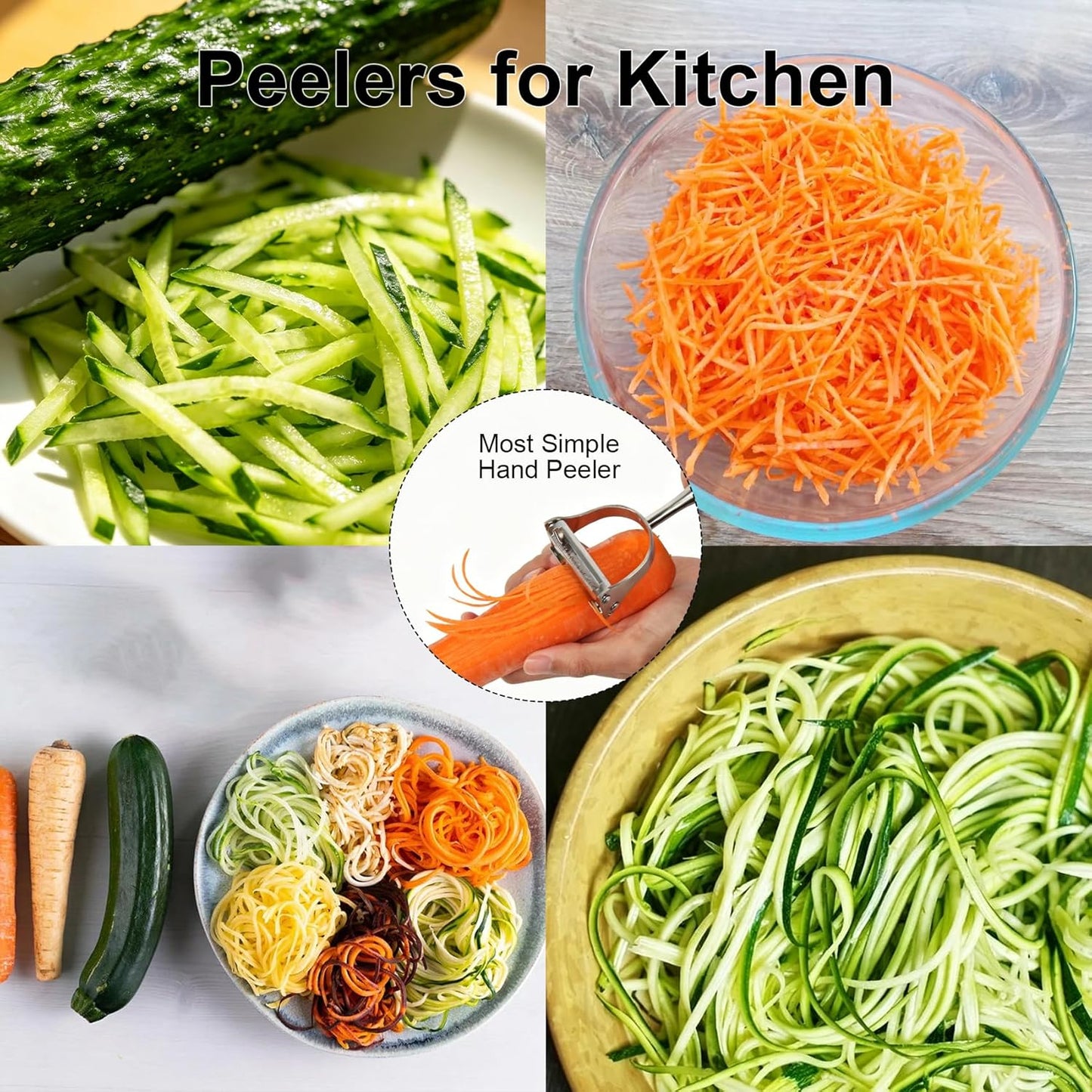 2 in 1 Vegetable Peeler, Stainless Steel Julienne Peeler, Multi-Function Design, Straight-edge blades for Peeling, Serrated blades for Julienne, for Potato Carrot Zucchini Cucumber, Kitchen Gift