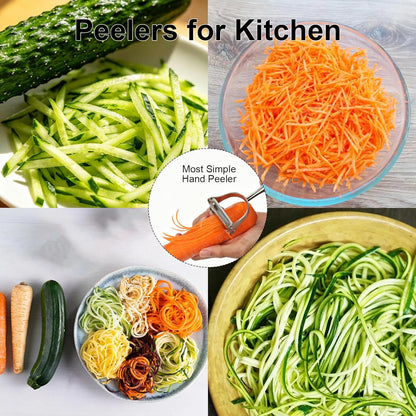 2 in 1 Vegetable Peeler, Stainless Steel Julienne Peeler, Multi-Function Design, Straight-edge blades for Peeling, Serrated blades for Julienne, for Potato Carrot Zucchini Cucumber, Kitchen Gift