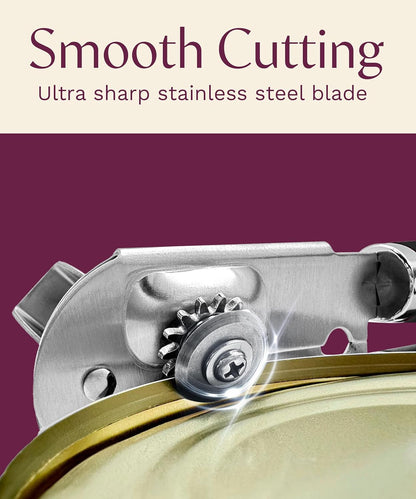 Premium Multifunction Magnetic Manual Can Opener and Bottle Opener, Heavy Duty Stainless Steel Sharp Cutting Blade and Oversized Easy Turn Knob, Soft-Touch Handle, Kitchen Use, Mauve