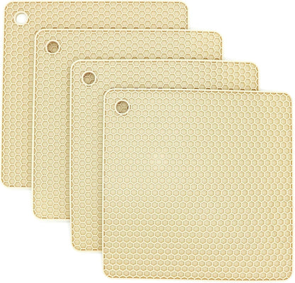 Silicone Trivets for Hot Dishes, Pots and Pans, Hot Pads for Kitchen, Dark Grey Silicone Pot Holders Mats for Kitchen Quartz Counter Heat Resistant Mat, Flexible Trivet Mat Set 4
