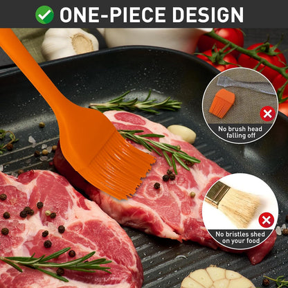 Begonia Silicone Basting Pastry Brush-2pcs Heat Resistant Cooking Brush for Oil, Sauce, Butter, BBQ, Grill and Marinade, BPA Free, Dishwasher Safe （Red）