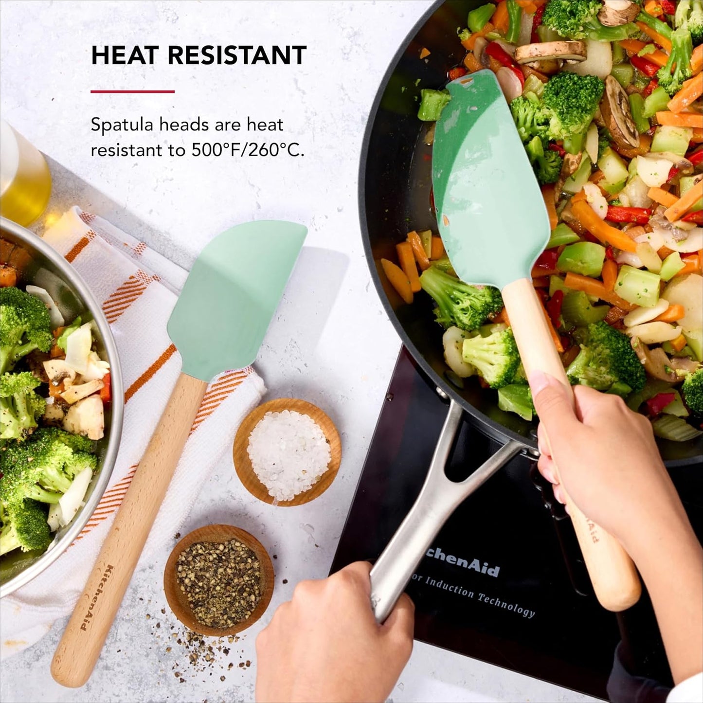 KitchenAid Bamboo Spatula Set, 2-Piece, Aqua Sky