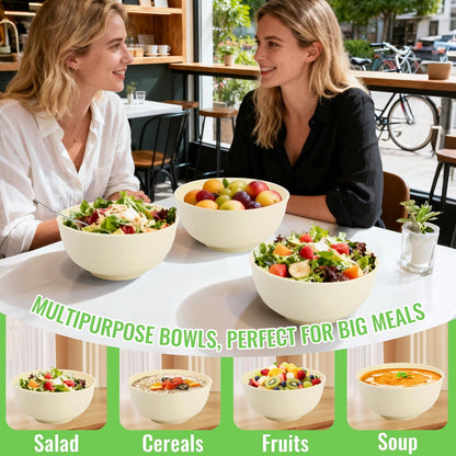 Wheat Straw Bowls Set with Lids, Unbreakable 40 OZ Cereal Bowls Set of 4, Salad Container for Lunch, Microwave & Dishwasher Safe Bowl Set for Kitchen, Picnic, RV, Camping, Multi