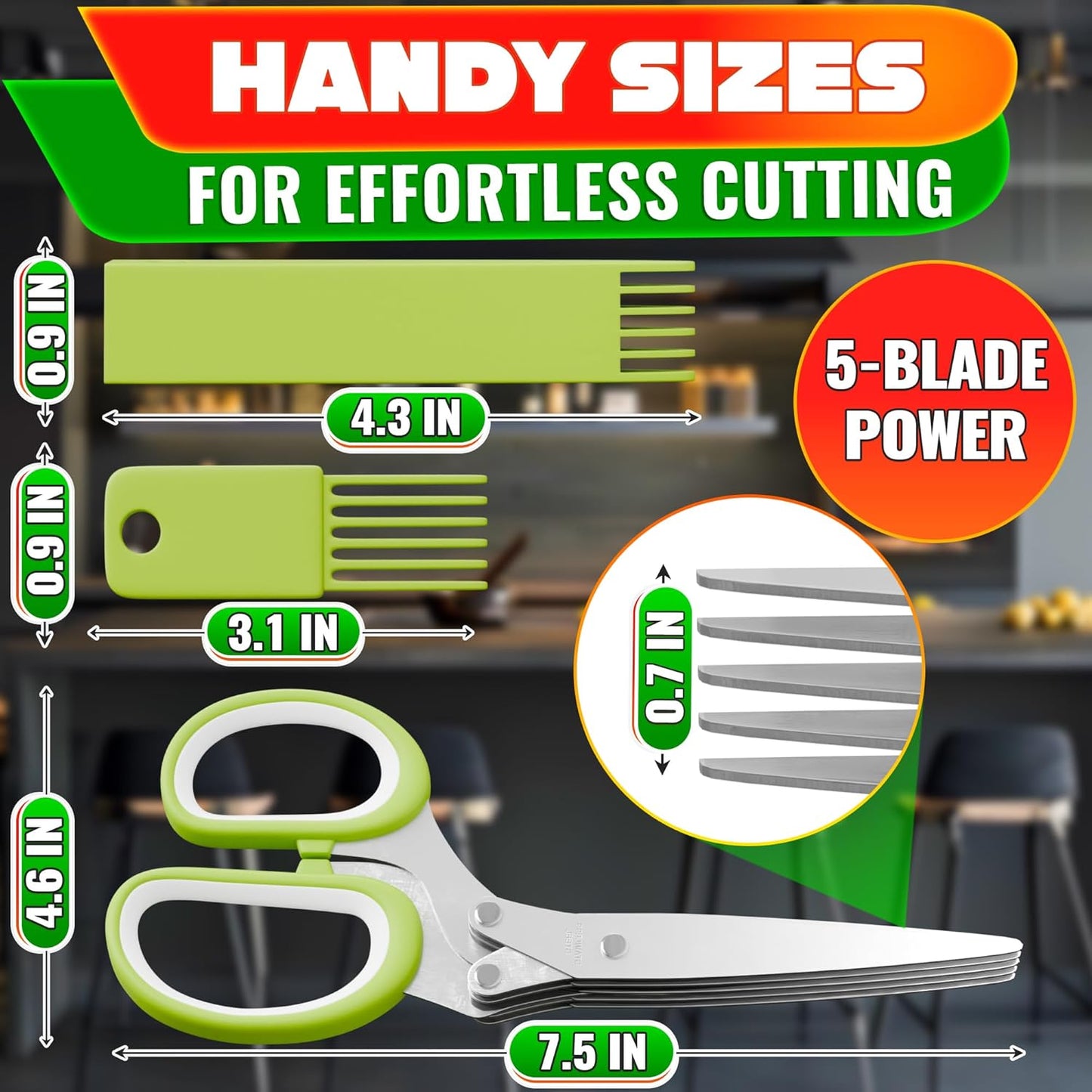 2 in 1 Kitchen Scissors for Food – Stainless Steel Blade & Plastic Cutting Board Scissors with Safety Lock | 9.5" Tomato Knife, Fruit & Vegetable Cutter – Easy-to-Use Kitchen Shears for Meat, Cheese