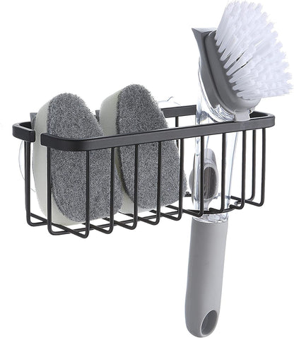 SunnyPoint NeverRust Deluxe Kitchen & Bathroom Sink Sponge Holder Organizer with Adhesive Mount - Additional Suction Cup Included – Sponge & Brush NOT Included – 7.4 x 3.3 x 2.75 Inch