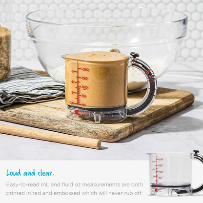 Dreamfarm Upcup All-in-1 Adjustable Measuring Cup, Metric & Imperial Measurements up to 1 Cup - Black/Clear