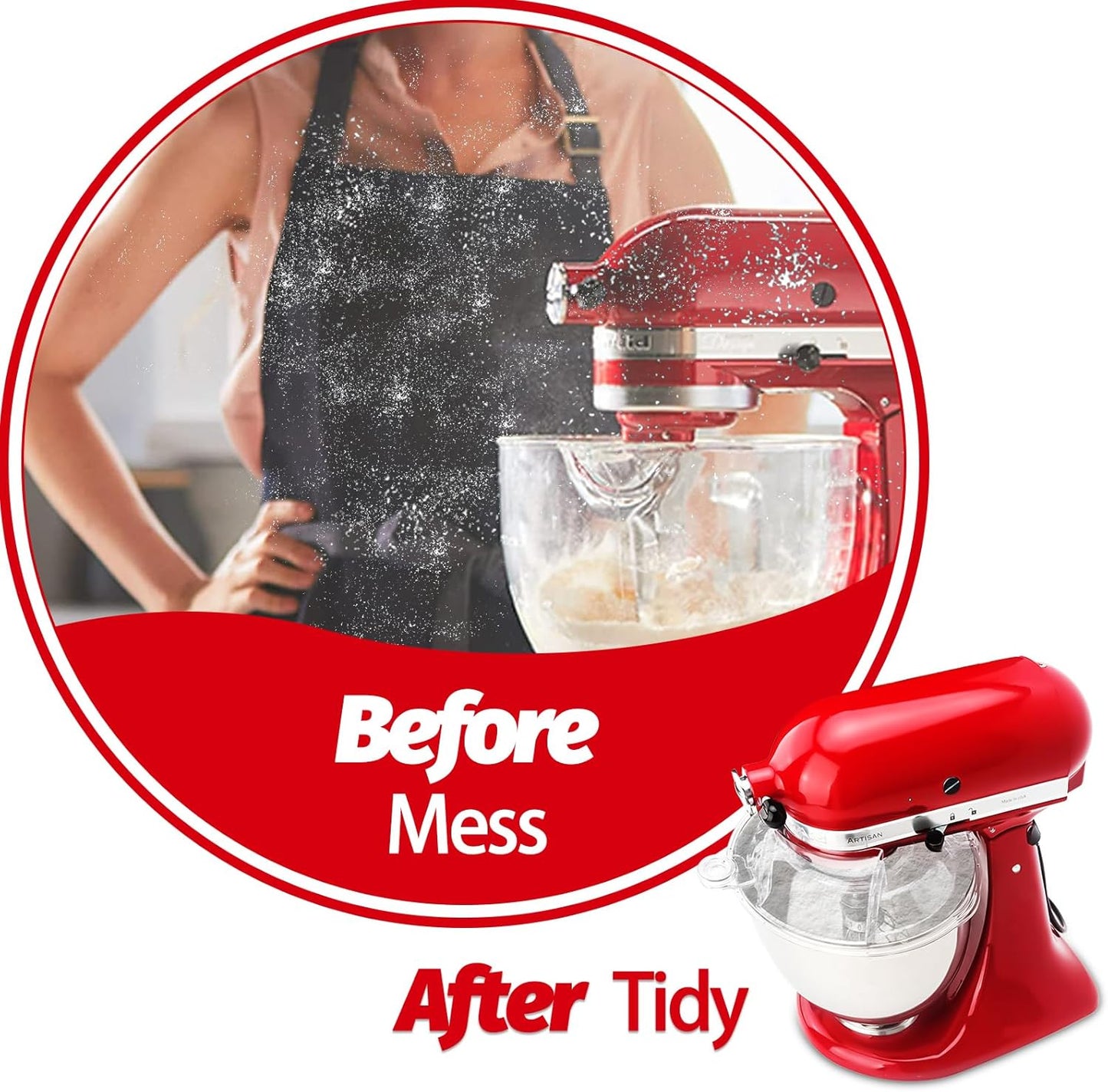 Pouring Shield for KitchenAid Tilt Head 4.5-5 QT (for Stainless Steel Bowls Only), for Kitchen aid Accessories and Attachments, Fully Enclosed Foldable Lid Mixer Bowl Cover & Flour Funnel