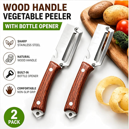 2026 New Upgrade Multifunctional Stainless Steel Vegetable Peeler with Built-In Bottle Opener Kitchen Gadget for Peeling Potato, Carrot, Pumpkin, and Fruit (2pcs)