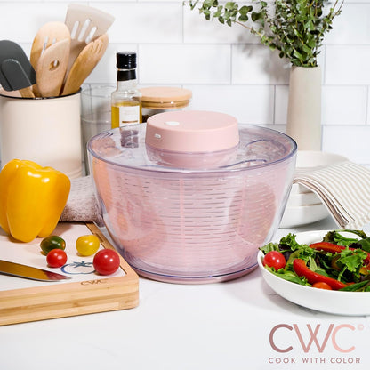 COOK WITH COLOR Electric Salad Spinner, Round 4.5L Capacity – Fast Drying & Easy Spin for Fresh Greens, Cream