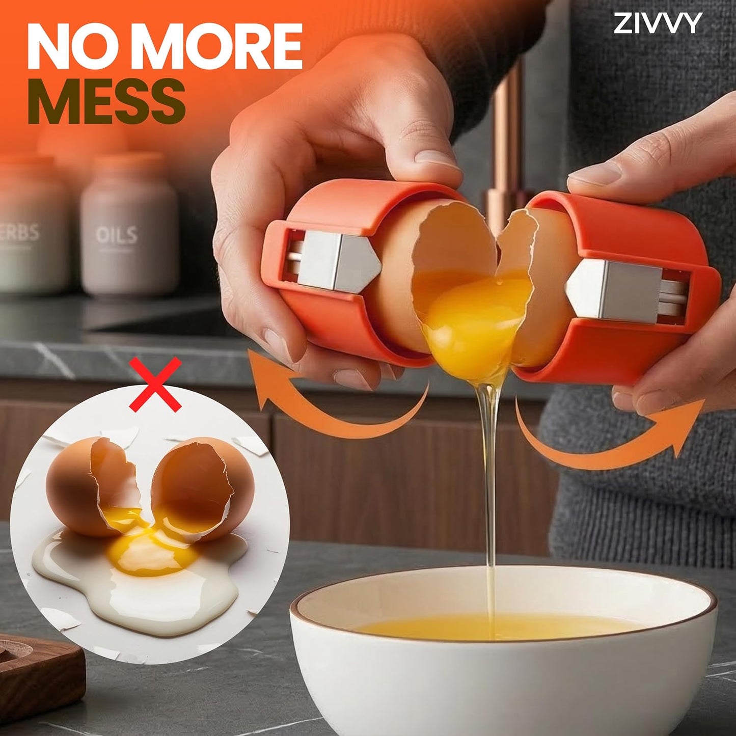 Egg Cracker & Egg Peeler Tool for Hard Boiled Eggs - Egg Shell Opener for Clean Boiled Egg Peeling - Egg Opener & Kitchen Gadget for No Mess Breakfast & Meal Prep (Yellow)