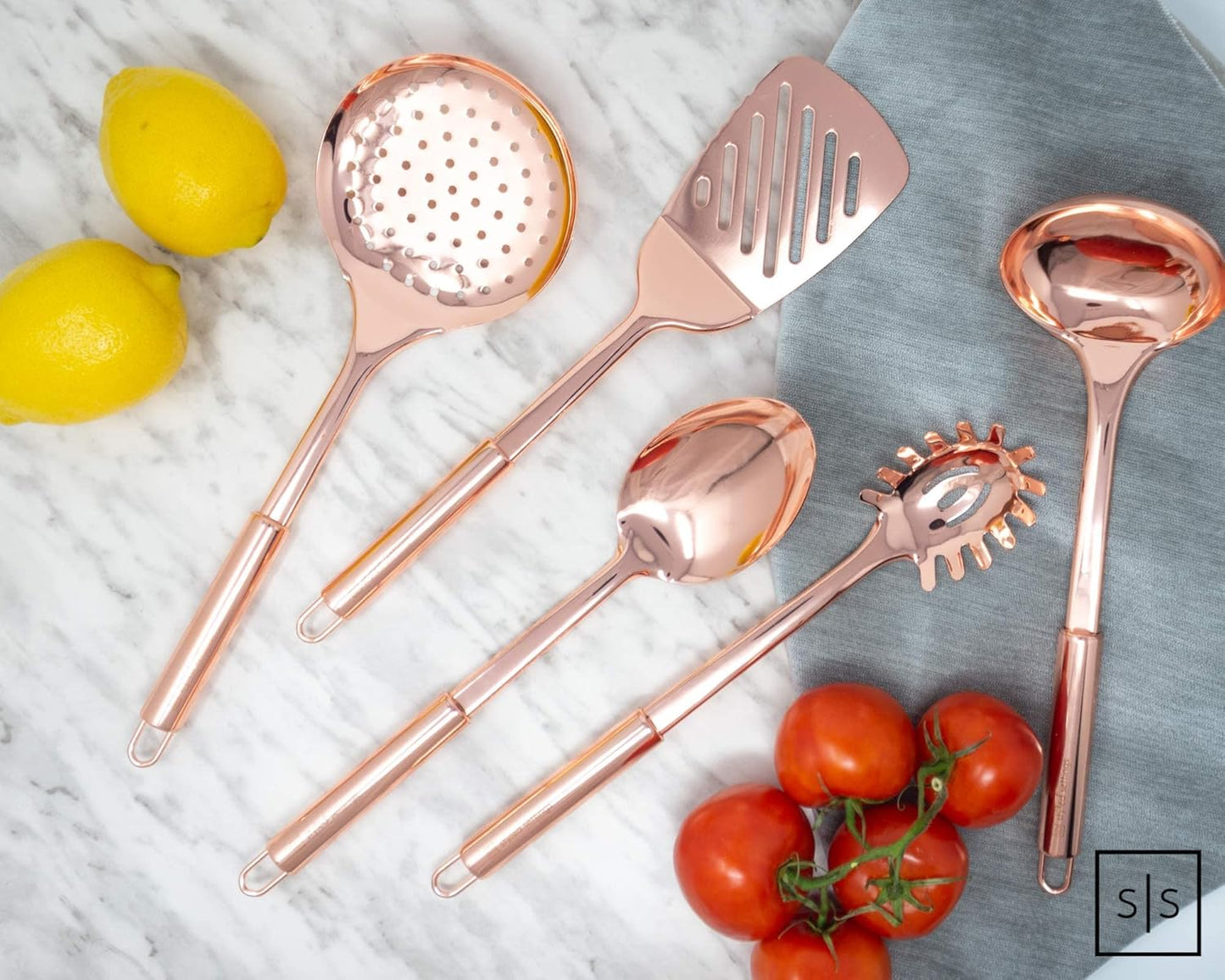 Gold Cooking Utensils with Measuring Cups and Spoons Set - 13-Piece Luxury Gold Kitchen Accessories Includes Metal Measuring Cups and Spoons for Baking, Cooking, and Elegant Kitchen Decor