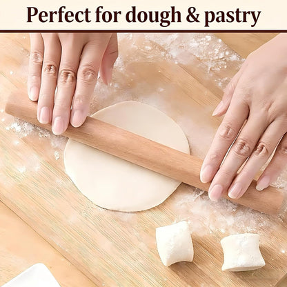 3-Pack 10-Inch Wooden Rolling Pins – Classic 1-Inch Diameter Baking Tools for Dough & Pastry