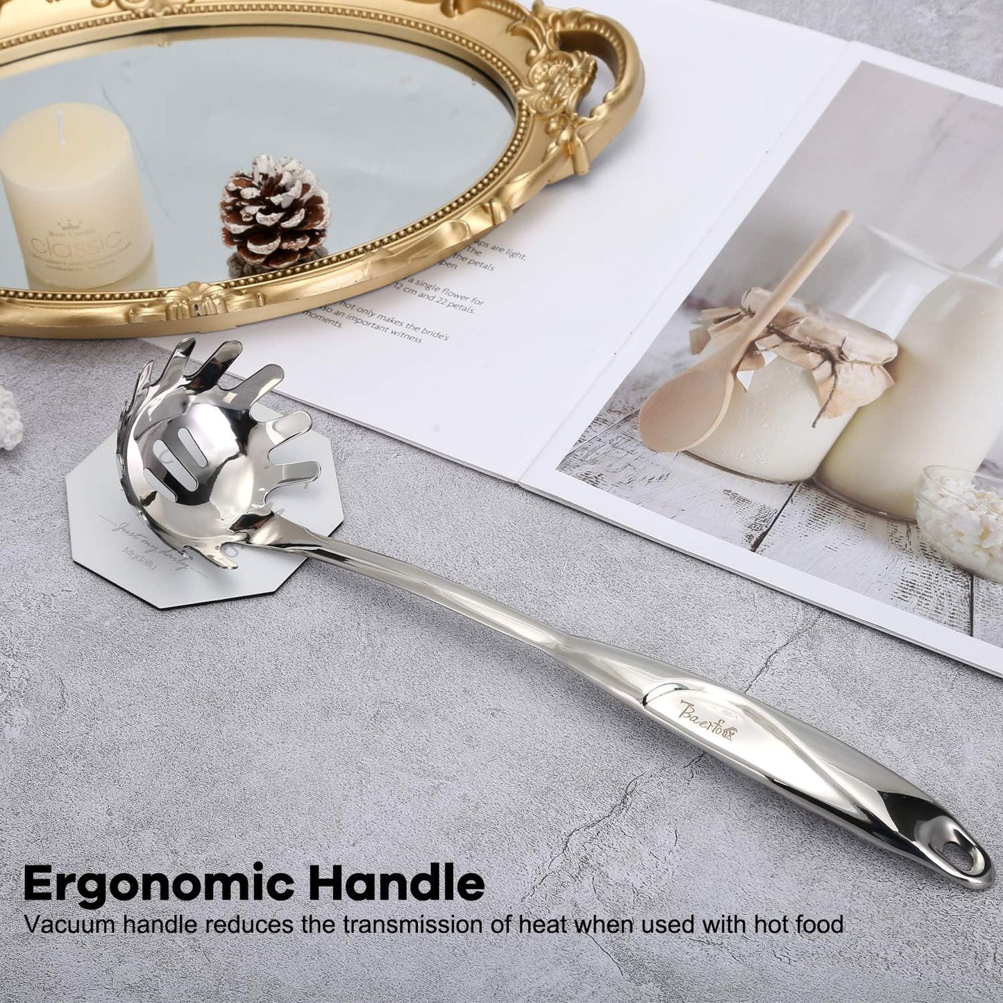 High Grade Soup Ladle, Cooking Ladle for Soup, Heat-proof Design of Hollow Handle, Gift for Family（4ouce/13.5 Inch)