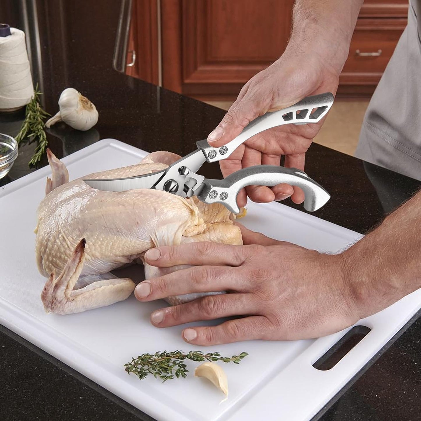Dream Reach Poultry Shears, Heavy Duty Kitchen Shears with Serrated Edge, No Rust Spring Loaded, Multipurpose Stainless Steel Kitchen Scissors for Chicken, Bone, Meat, Turkey, Fish Thanksgiving Gifts
