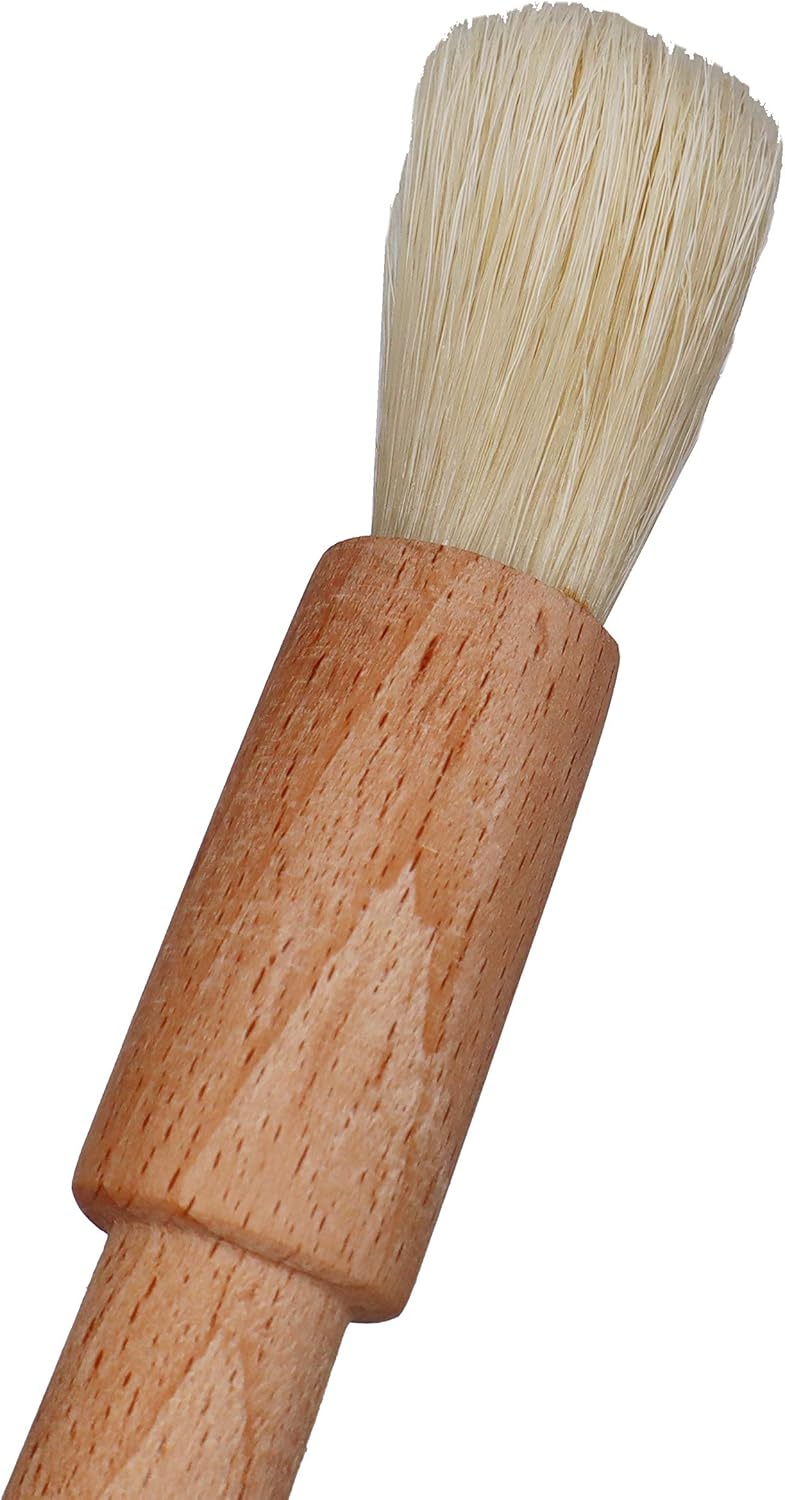 Exceliy 2 Sets Pastry Brushes with Wooden Handle Natural Bristles for Basting Spreading Butter Oil in Barbecue Baking Kitchen Cooking