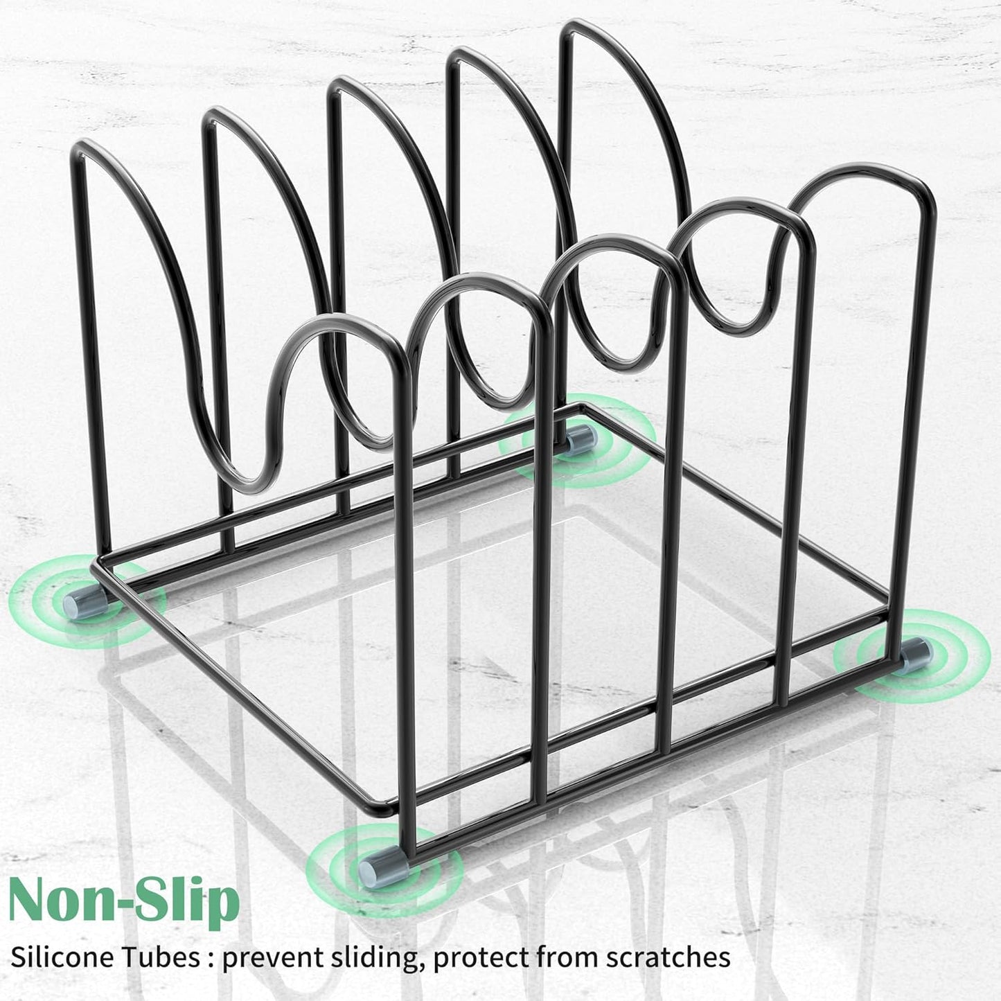 Pot Lid Organizer Rack,1.6in Wide Cutting Board Organizer for Pan Lids,Baking Sheets,Cookie Sheets, with 4 Slots,Cutting Board Holder Rack (2PC-Large)