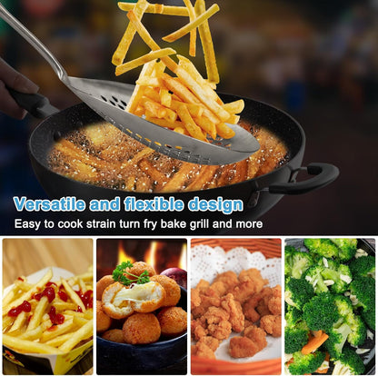 Steel Spider Strainer Skimmer Ladle, Strainer Spider Skimmers for Kitchen Cooking and Frying, Premium Strainer Spoon Diameter: 5.4Inch, Total Length: 15.4Inch