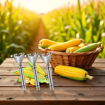 3Pcs Silver Magic Corn Cutter Peeler, corn peeler, Corn Stripper Cob Stripper Tool, Stainless Steel Corn Thresher, Corn Peeler with Ergonomic Handle, Graters, Peelers and Slicers