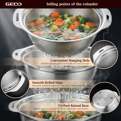 GEDO Stainless Steel 4 Piece Mixing Bowls Set, SUS316 Metal Nesting Bowls, Silver, Kitchen Food Prep Serving Bowls (7.07/8.64/10.21/11.79 in)