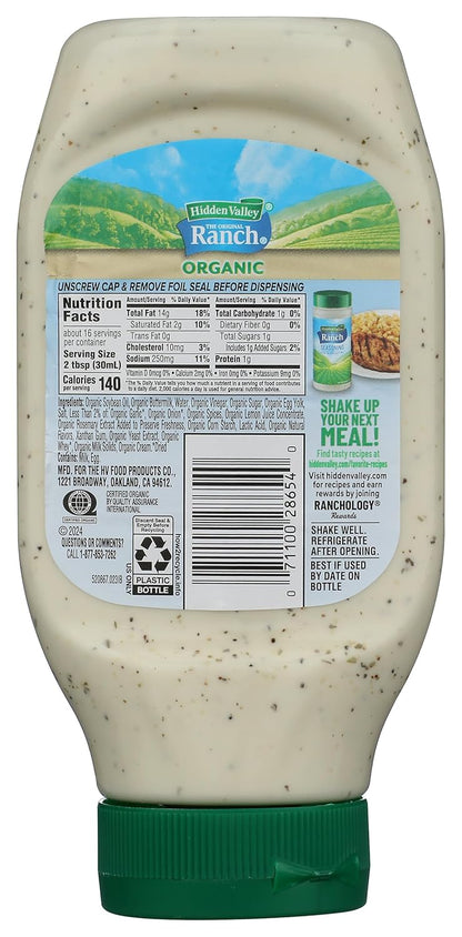 Hidden Valley Original Ranch Organic Salad Dressing & Topping, Gluten Free - 16 Ounce Bottle (Package May Vary)