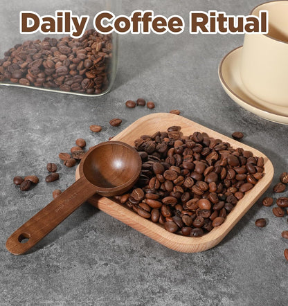 1PCS Wooden Tablespoon Scoop, 1 Tablespoon Wooden Coffee Scoop for Ground Coffee, Beans, Tea & Spices, Walnut Wood Measuring Spoon, 0.5 Oz (15ml) (Brown, 4.6 X 1.9 Inches)