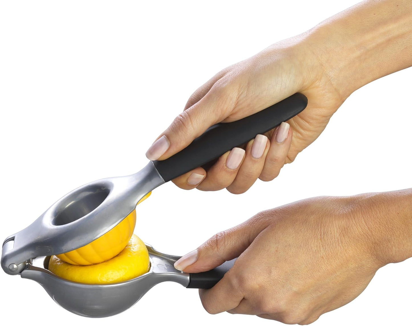 Lemon and lime hand juicer with perfect fit inserts