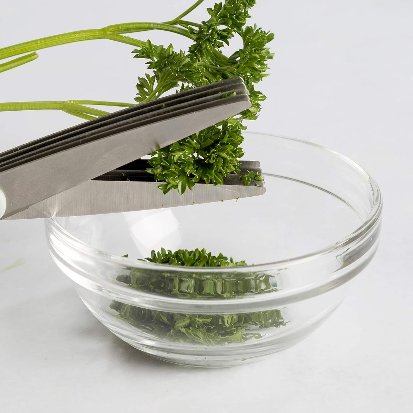 Goodful Utility Kitchen Shear and 5-Blade Herb Shear Set, Premium Stainless Steel Blades with Protective Guards, Comfort Grip Handles, Built-in Herb Shear Cleaning Comb, 2-Piece Set, Sage Green