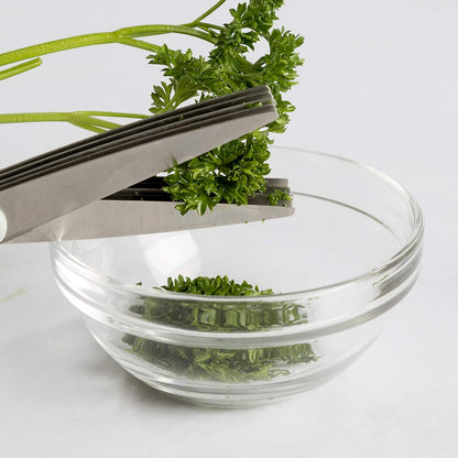 Goodful Utility Kitchen Shear and 5-Blade Herb Shear Set, Premium Stainless Steel Blades with Protective Guards, Comfort Grip Handles, Built-in Herb Shear Cleaning Comb, 2-Piece Set, Sage Green