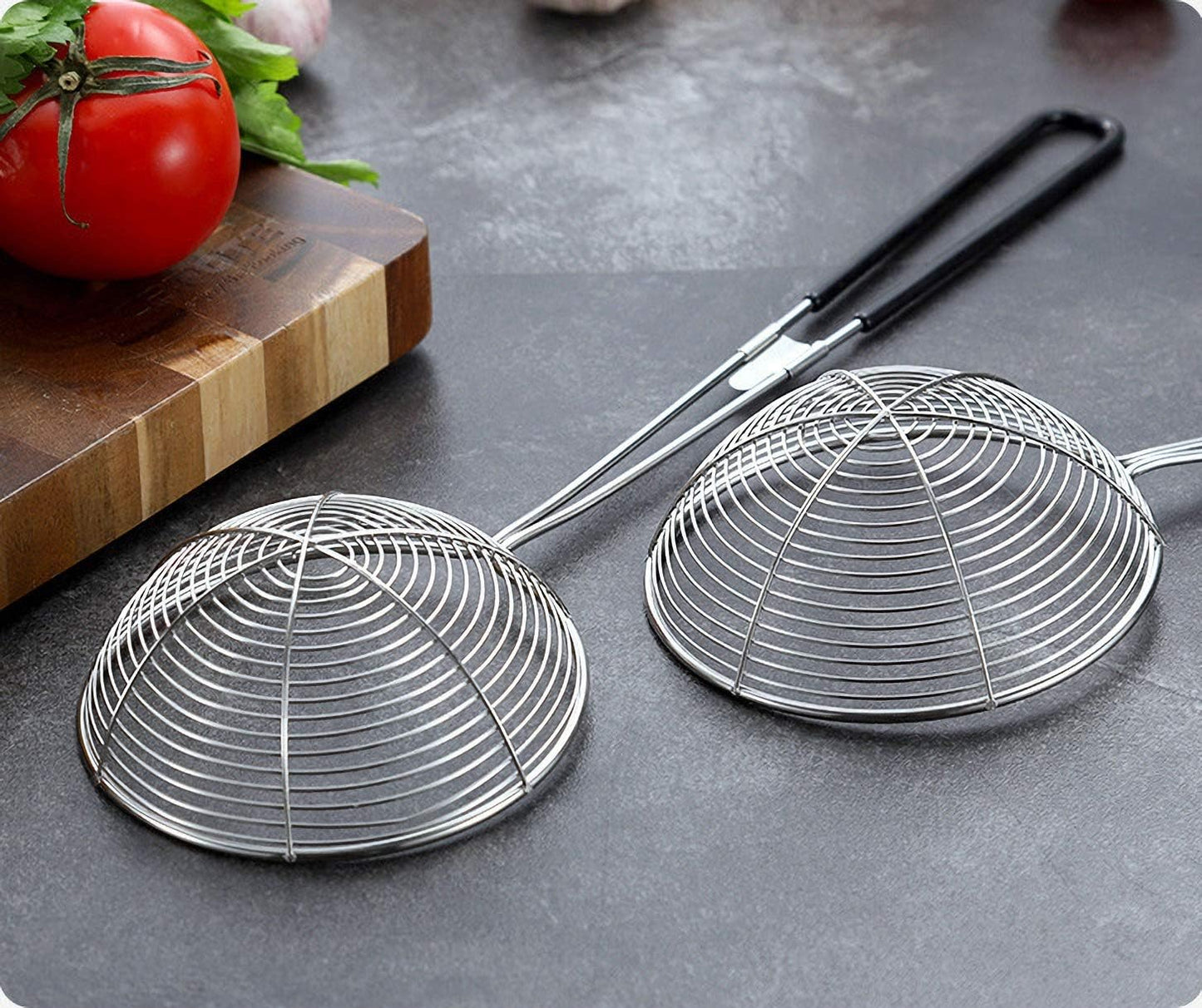 3pcs Small Round Hot Pot Strainer - Stainless Steel Asian Shabu Shabu Spider Skimmer Spoon Set, Mesh Slotted Scoops Soup Ladle