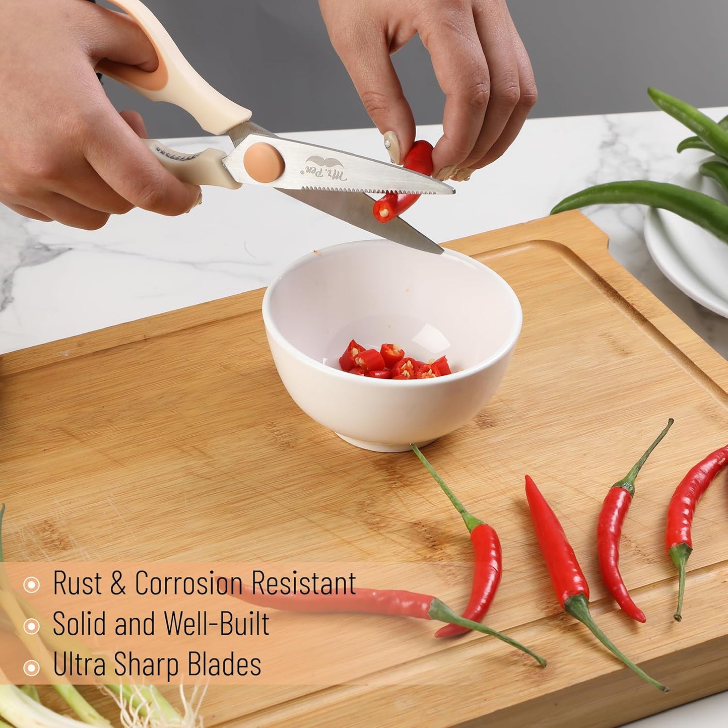 Mr. Pen- All Purpose Kitchen Shears with Protective Sheath, 8 Inch, Dishwasher Safe, Stainless Steel Food Scissors with Micro-Serrated Blades, Soft Grip Comfort Handle, Durable Utility Kitchen Shears