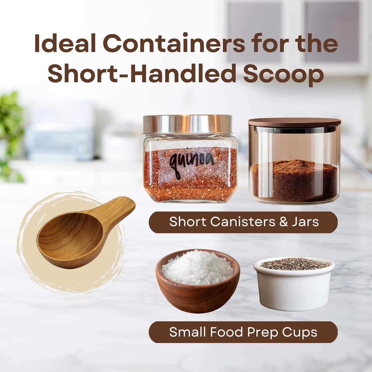 Wooden Coffee Spoon, Handmade Teak Wood Scoop for Ground Coffee, Beans and Tea 1 Tablespoon for Jars and Containers (1 Piece)