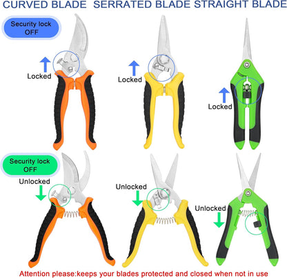 5‑Piece Garden Pruning Shears Set with Gloves & Storage Bag – Stainless Steel Trimming Scissors for Flowers, Herbs & Small Branches – Ergonomic Gardening Tools Kit (Multi-color)