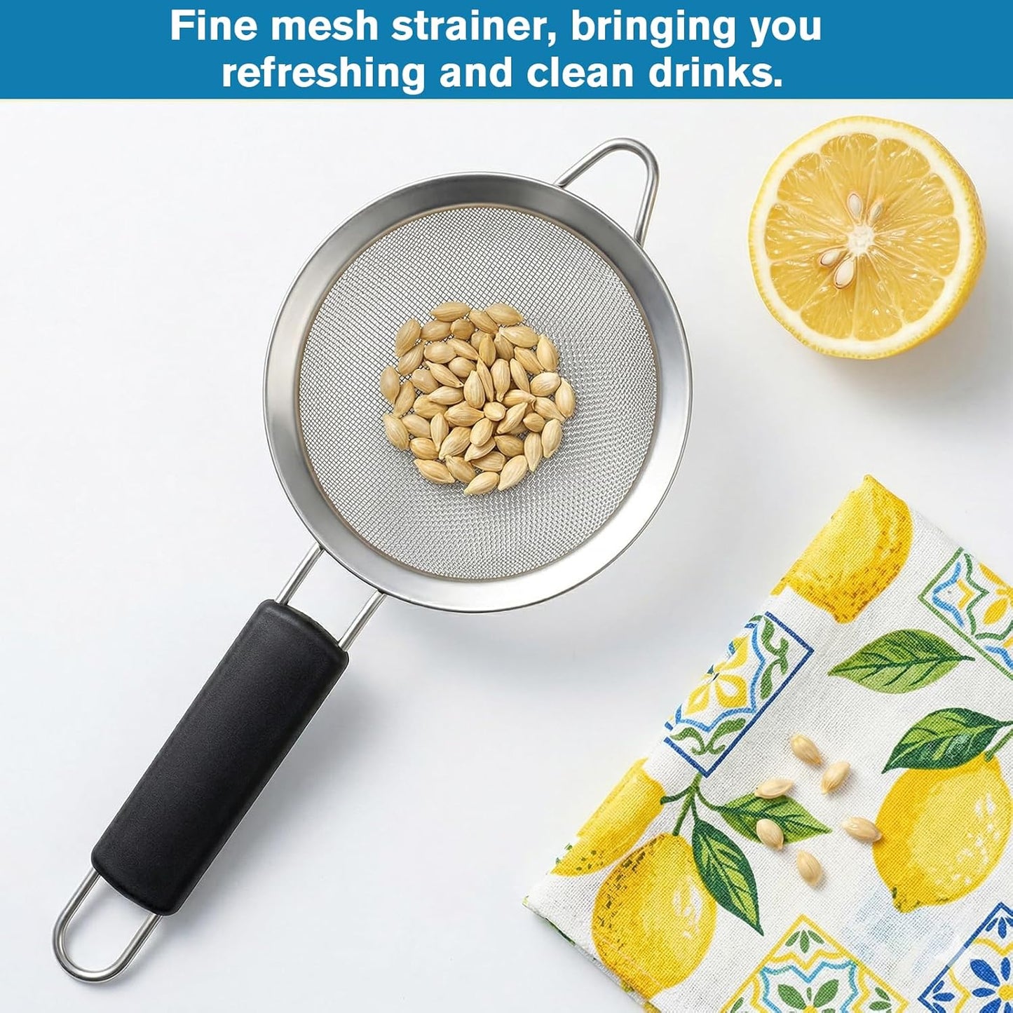 Strainers Fine Mesh, 3.3" Fine Cocktail Strainer Juice Strainers Stainless Steel Small Metal Strainer for Loose Tea Mini Sifter with Handle for Cocktail Tea Coffee Juice