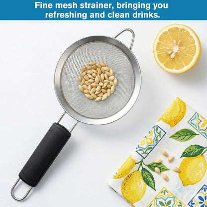 Strainers Fine Mesh, 3.3" Fine Cocktail Strainer Juice Strainers Stainless Steel Small Metal Strainer for Loose Tea Mini Sifter with Handle for Cocktail Tea Coffee Juice