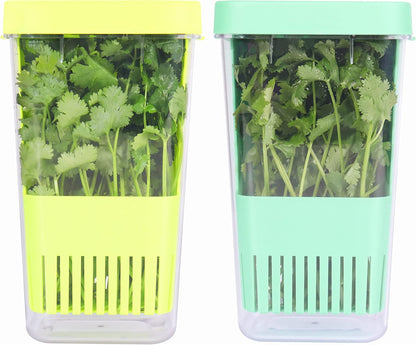 LUVCOSY Herb Keeper Set: 3 Pack Herb Saver+1 Pack Herb Scissors+2 Pack Herb Stripper, BPA-Free Plastic Herb Container for Cilantro, Mint & Asparagus, Keeps Fresh Herbs for 3 Times Longer
