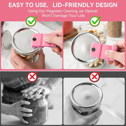 2 Pack Canning Jar Opener with Magnets, Mason Jar Opener For Canning Lids, Regular and Wide Mouth Lids, Powerful Magnet for Easy Refrigerator Storage, Releases Vacuum Seal– Patent Pending (Blue)