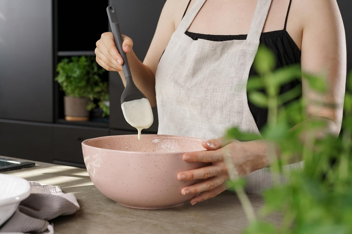 Zyliss E980220 Spoontula Large, Sustainable Wheatstraw/Silicone, Cooking Spoon/Spatula, Heat Resistant Silicone Head, Beluga Grey, 12.2" X 2.4", Dishwasher Safe, 5 Year Guarantee