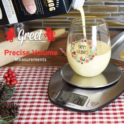 Etekcity 11lb/5kg Stainless Steel Digital Kitchen Food Scales, with Liquid Volume Measurement Function, Auto Zero/Tare and Large Backlight LCD Display, Silver