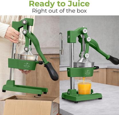 Zulay Kitchen Cast Iron Juicer - Heavy Duty Manual Juicer with Detachable Strainers for Easy Cleaning, Orange Juice Press for Citrus Fruits, Perfect for Bartenders, Juice Lovers & Health Enthusiasts