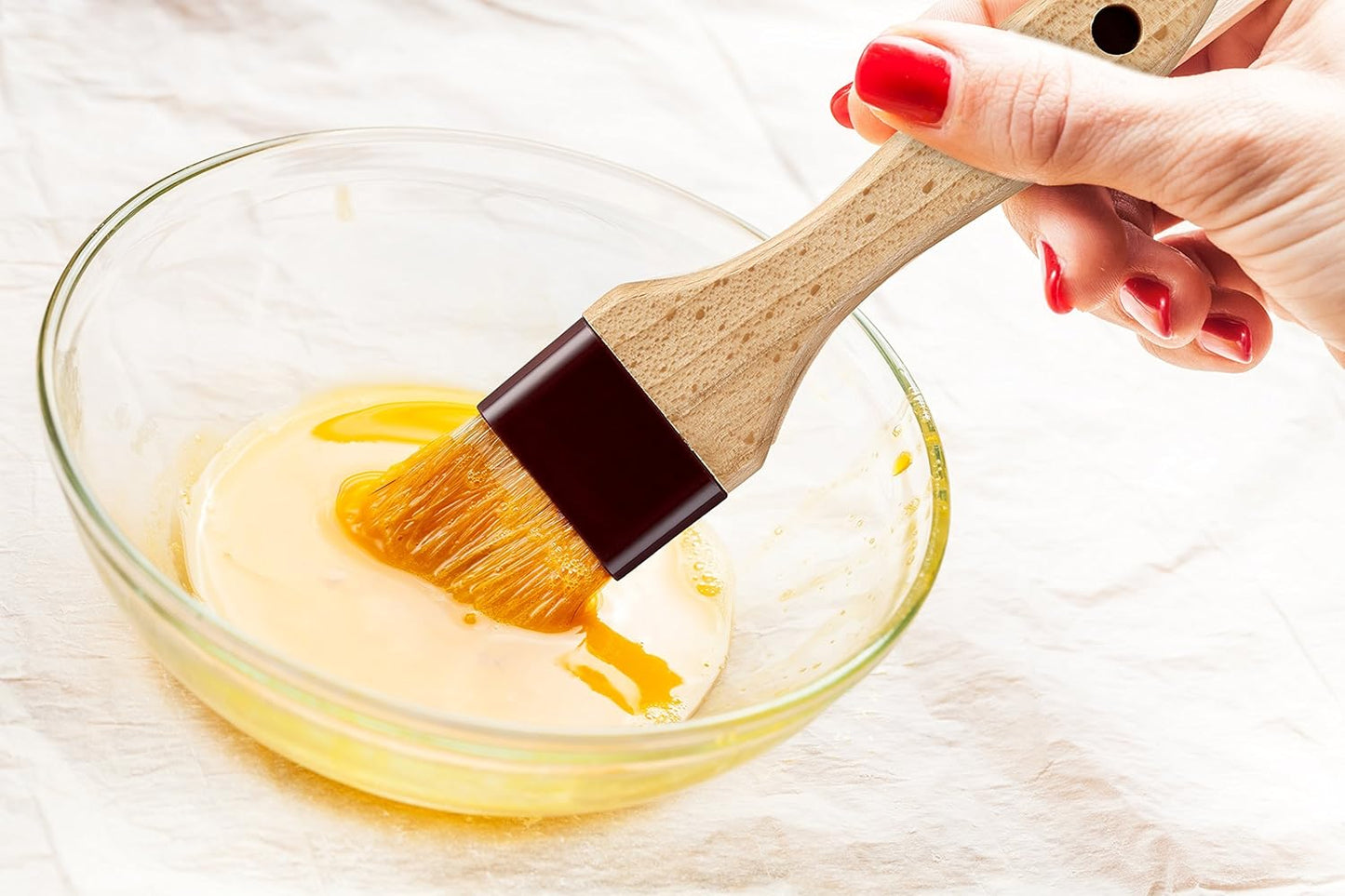 Mrs. Anderson's Baking Solid-Ferrule Natural Boar Bristles Pastry Basting Brush, 2" x 8.25"