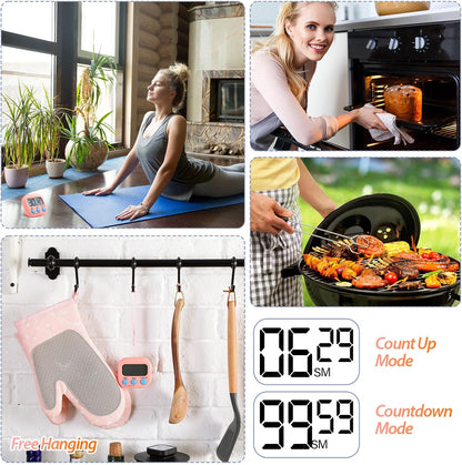 Weewooday 24 Pcs Digital Kitchen Timer Magnetic Timer Bulk On/Off Switch Minute Second Count up Countdown Loud Alarm for Exercise Cook Baking (Black,White)
