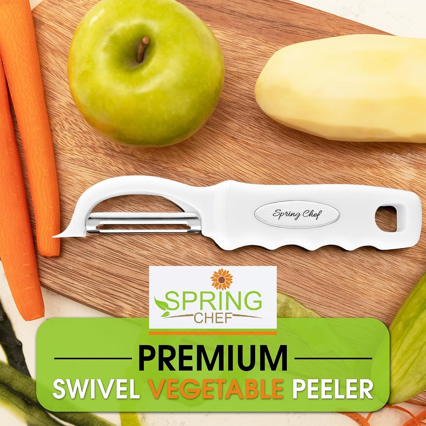 Spring Chef Premium Swivel Vegetable Peeler, Soft Grip Handle and Ultra Sharp Stainless Steel Blades - Perfect Kitchen Peeler For Veggie, Fruit, Potato, Carrot, Apple - Pink Lemonade