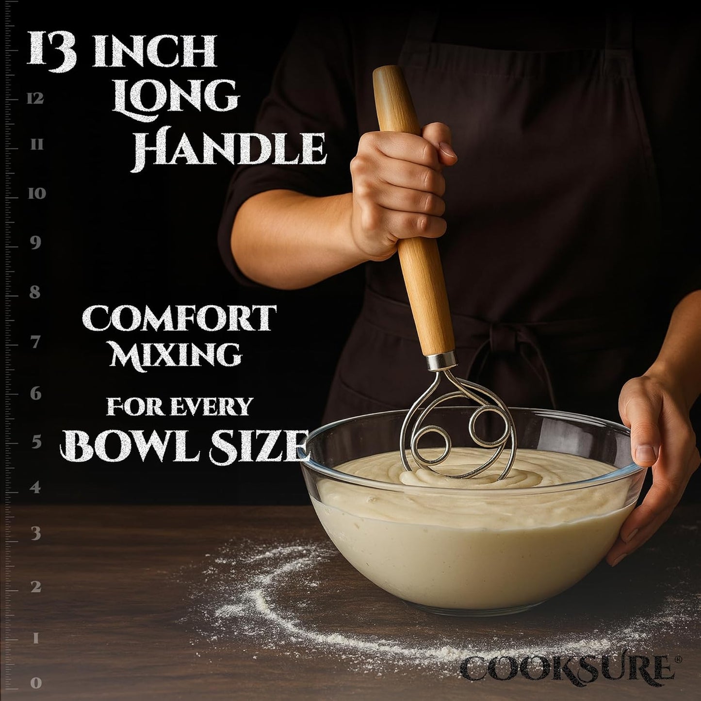 Danish Dough Whisk & Bread Lame Set for Sourdough Bread – Wooden Handle Dough Whisk Mixer and Bread Scoring Tool, Artisan Sourdough Baking Tools & Bread Baking Supplies