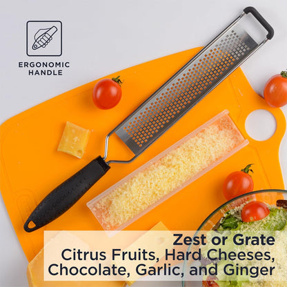 Deiss LUX Fine Grater & Lemon Zester, Parmesan Cheese Grater Handheld - Spices, Citrus Fruits, Hard Cheeses, Garlic, Chocolate, Nuts, Ginger, Vegetable Shredder