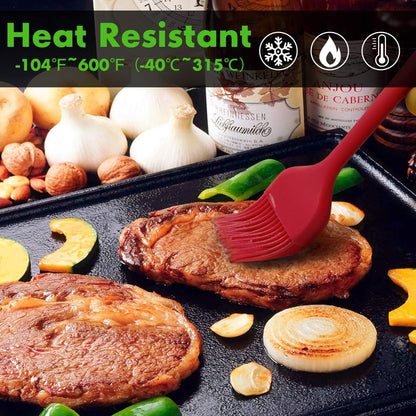 HOTEC 2 pieces Set Basting Brushes Silicone Heat Resistant Pastry Brushes Spread Oil Butter Sauce Marinades for BBQ Grill Barbecue Baking Kitchen Cooking BPA Free Dishwasher Safe (Classic Blue)