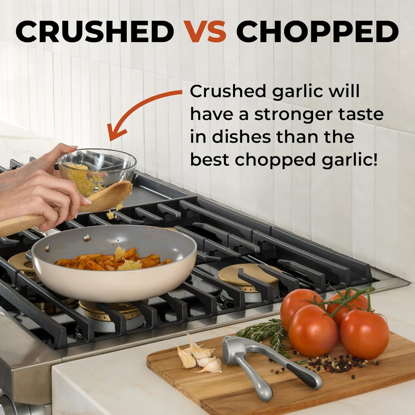 Zulay Kitchen Stainless Steel Garlic Press Rocker Set - Premium Garlic Mincer Garlic Crusher - New Innovative Garlic Crusher with Peeler and Scraper - Comfortable Grip (Black)